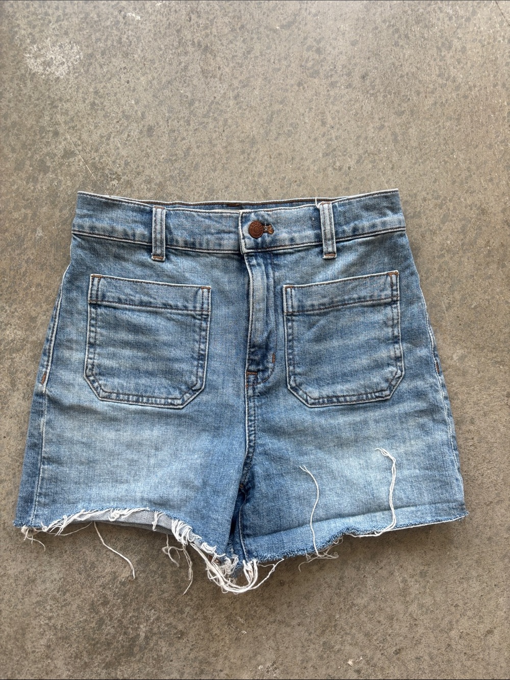 Madewell Light Blue High-Rise Denim Shorts with Frayed Hem